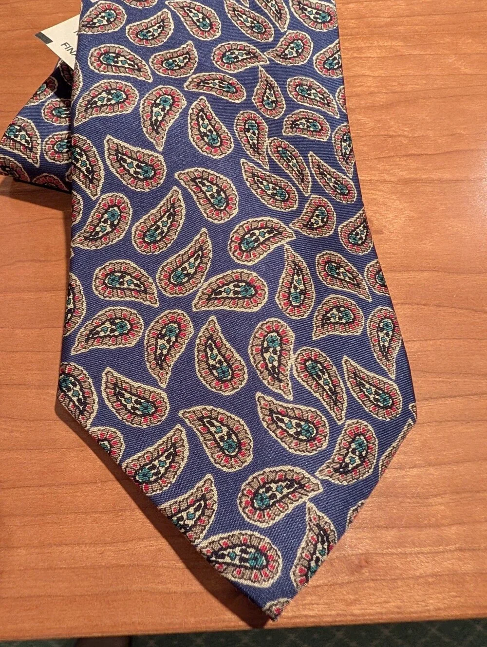 Kenneth Gordon Paisley Men's Neck Tie in Navy Blue